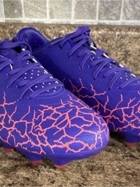 SKECHERS SKX-01 Purple Orange Soccer Cleats Lace Up Plastic Low Top Men no box